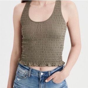 NWOT Women’s American Eagle Smocked Tank Top with Ruffle Detail size Small